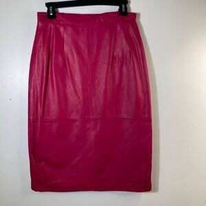 Womens Vintage Diversity Pink Leather‎ Pencil Skirt Lined Pink 10 Zip